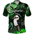 australian-astrology-polo-shirt-sagittarius-kookaburra-zodiac-aboriginal-vibes-green