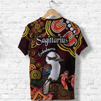 australian-astrology-t-shirt-sagittarius-kookaburra-zodiac-aboriginal-vibes-red