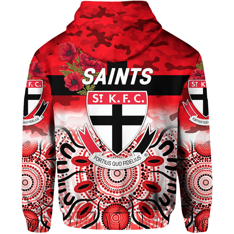 St Kilda Saints ANZAC Zip Up And Pullover Hoodie Indigenous Vibes LT8