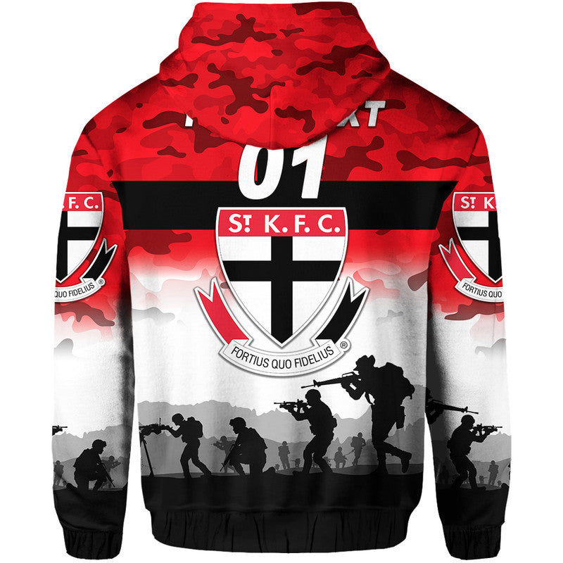 (Custom Personalised) St Kilda Saints ANZAC Zip Up And Pullover Hoodie Simple Style LT8