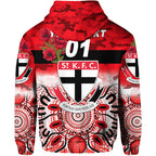 (Custom Personalised) St Kilda Saints ANZAC Zip Up And Pullover Hoodie Indigenous Vibes LT8