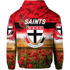 St Kilda Saints ANZAC Zip Up And Pullover Hoodie Poppy Vibes LT8