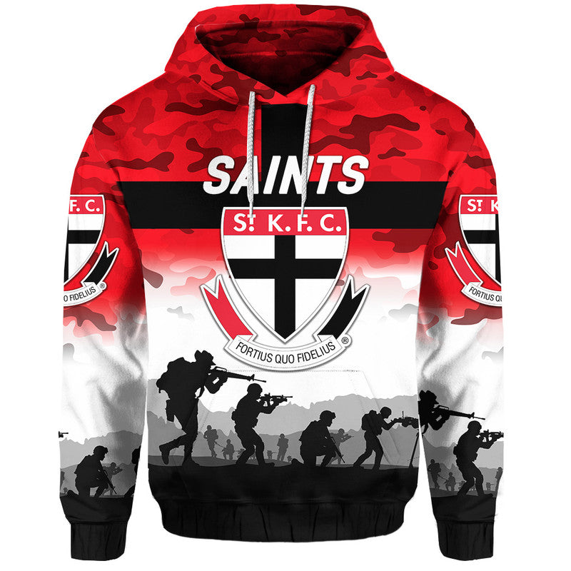 (Custom Personalised) St Kilda Saints ANZAC Zip Up And Pullover Hoodie Simple Style LT8