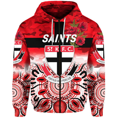 St Kilda Saints ANZAC Zip Up And Pullover Hoodie Indigenous Vibes LT8