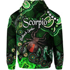 australian-astrology-zip-up-and-pullover-hoodie-scorpio-redback-spider-zodiac-aboriginal-vibes-green