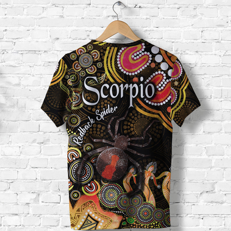 australian-astrology-t-shirt-scorpio-redback-spider-zodiac-aboriginal-vibes-gold