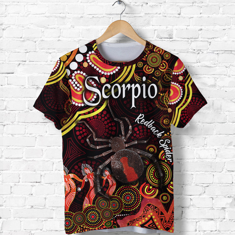 australian-astrology-t-shirt-scorpio-redback-spider-zodiac-aboriginal-vibes-red