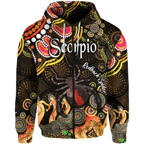 custom-personalised-australian-astrology-zip-up-and-pullover-hoodie-scorpio-redback-spider-zodiac-aboriginal-vibes-gold