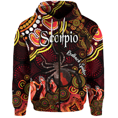 custom-personalised-australian-astrology-zip-up-and-pullover-hoodie-scorpio-redback-spider-zodiac-aboriginal-vibes-red