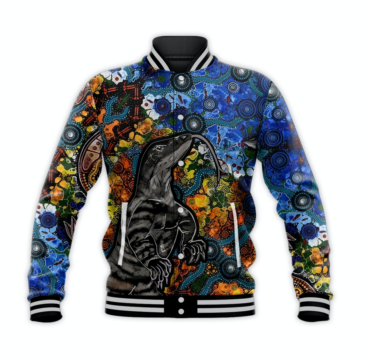 Aboriginal Lizard Tribal Baseball Jacket LT6