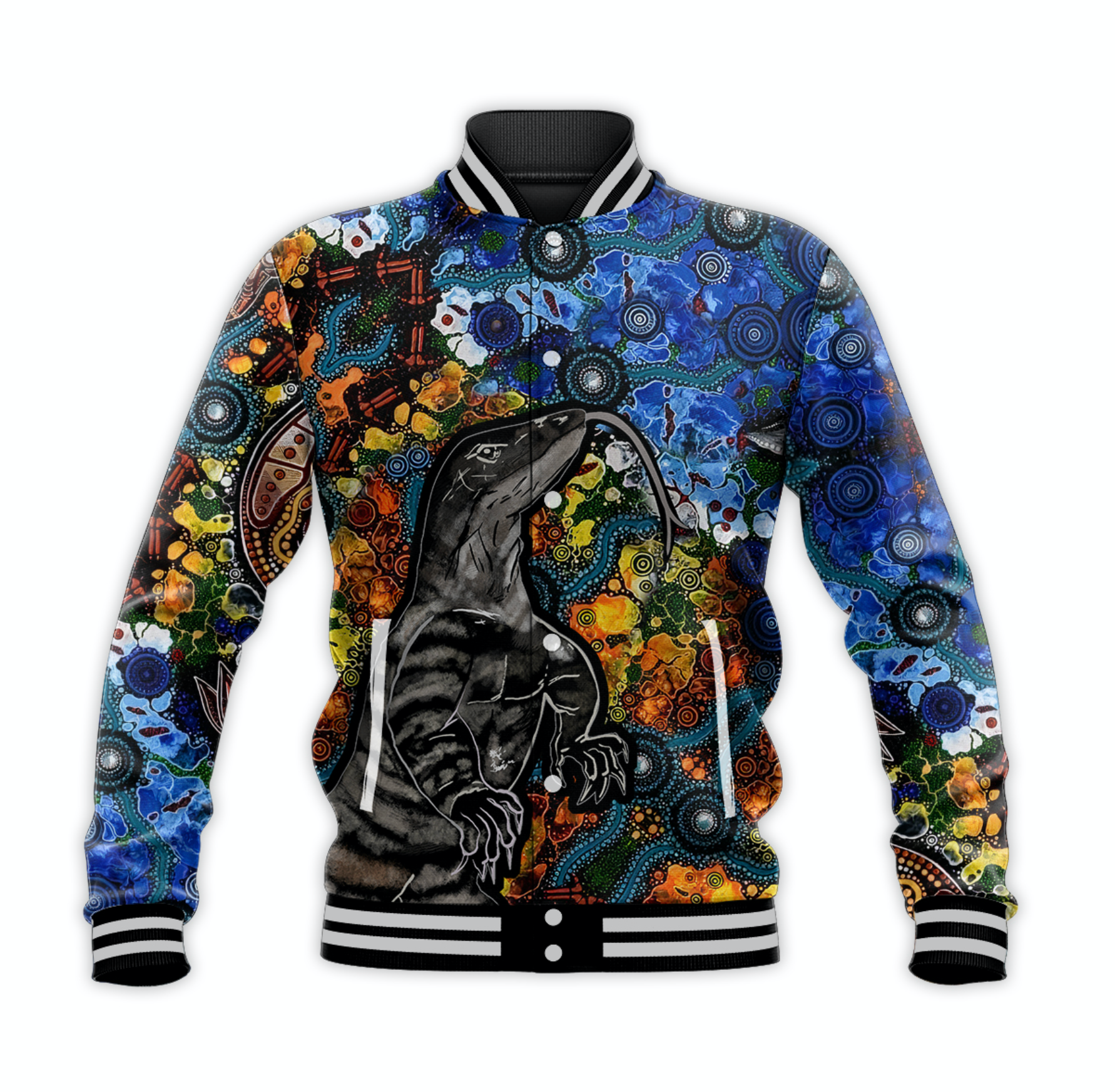 Aboriginal Lizard Tribal Baseball Jacket LT6