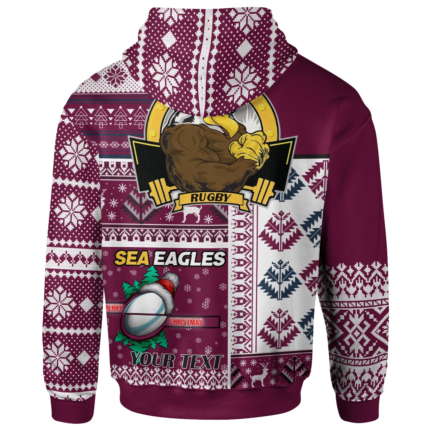 sea-eagles-rugby-hoodie-custom-christmas-snowflakes-sea-eagles-mascot-hoodie