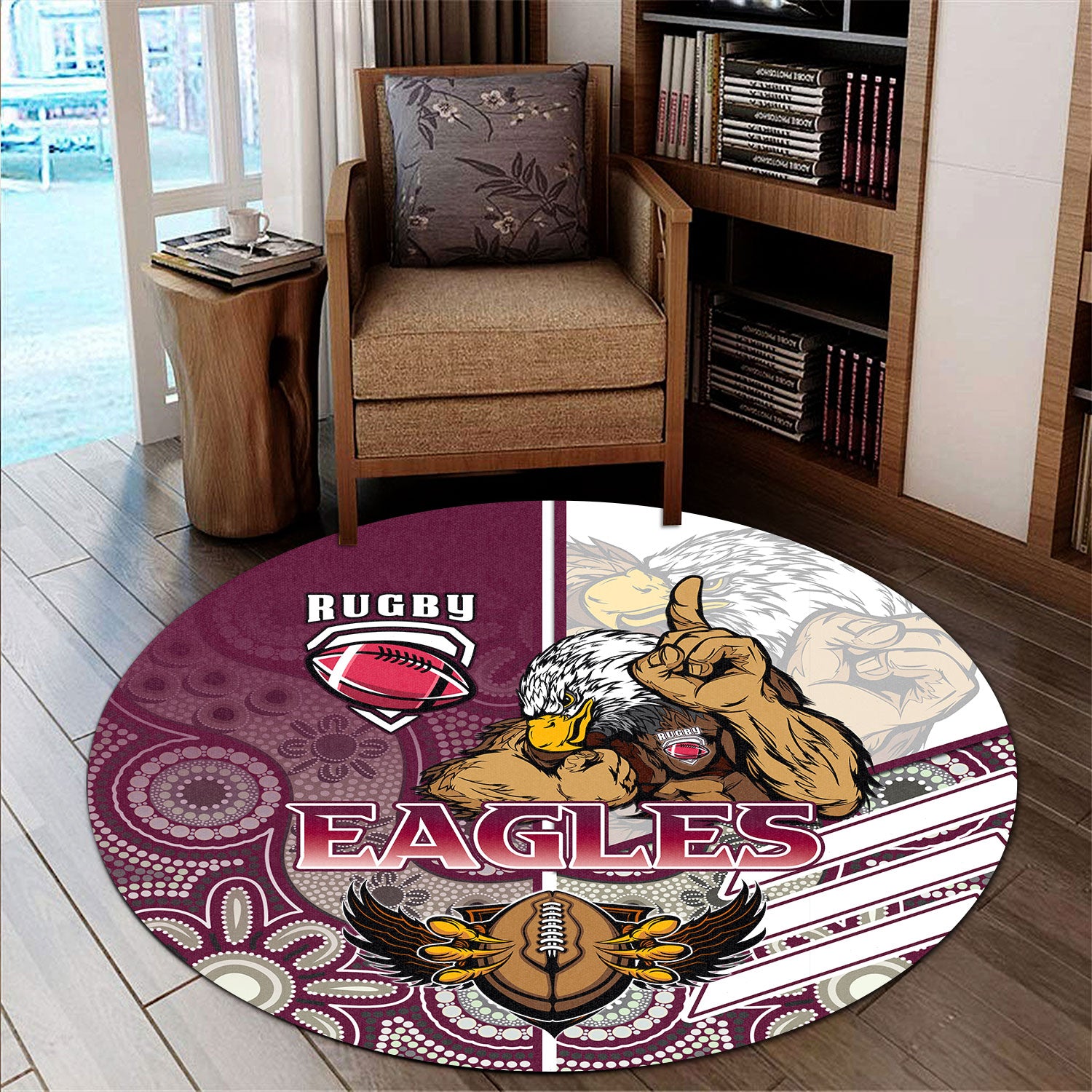 sea-eagles-rugby-round-rug-sea-eagles-rugby-ball-aboriginal-indigenous-sport-style-round-rug