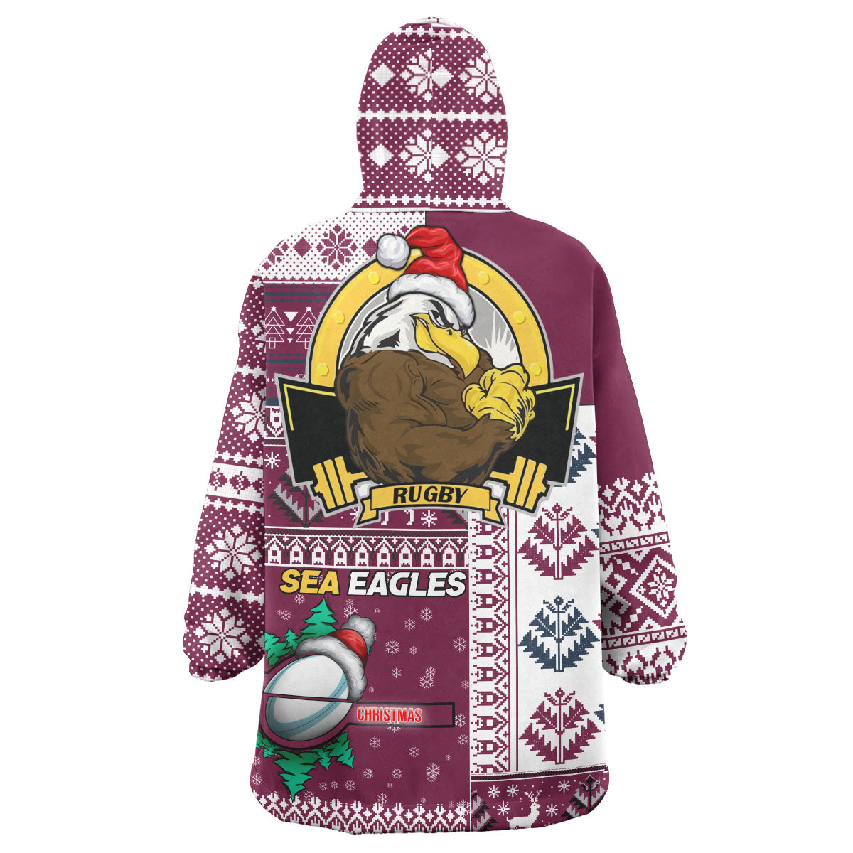 sea-eagles-rugby-snug-hoodie-custom-christmas-snowflakes-sea-eagles-mascot-wearable-blanket-hoodie