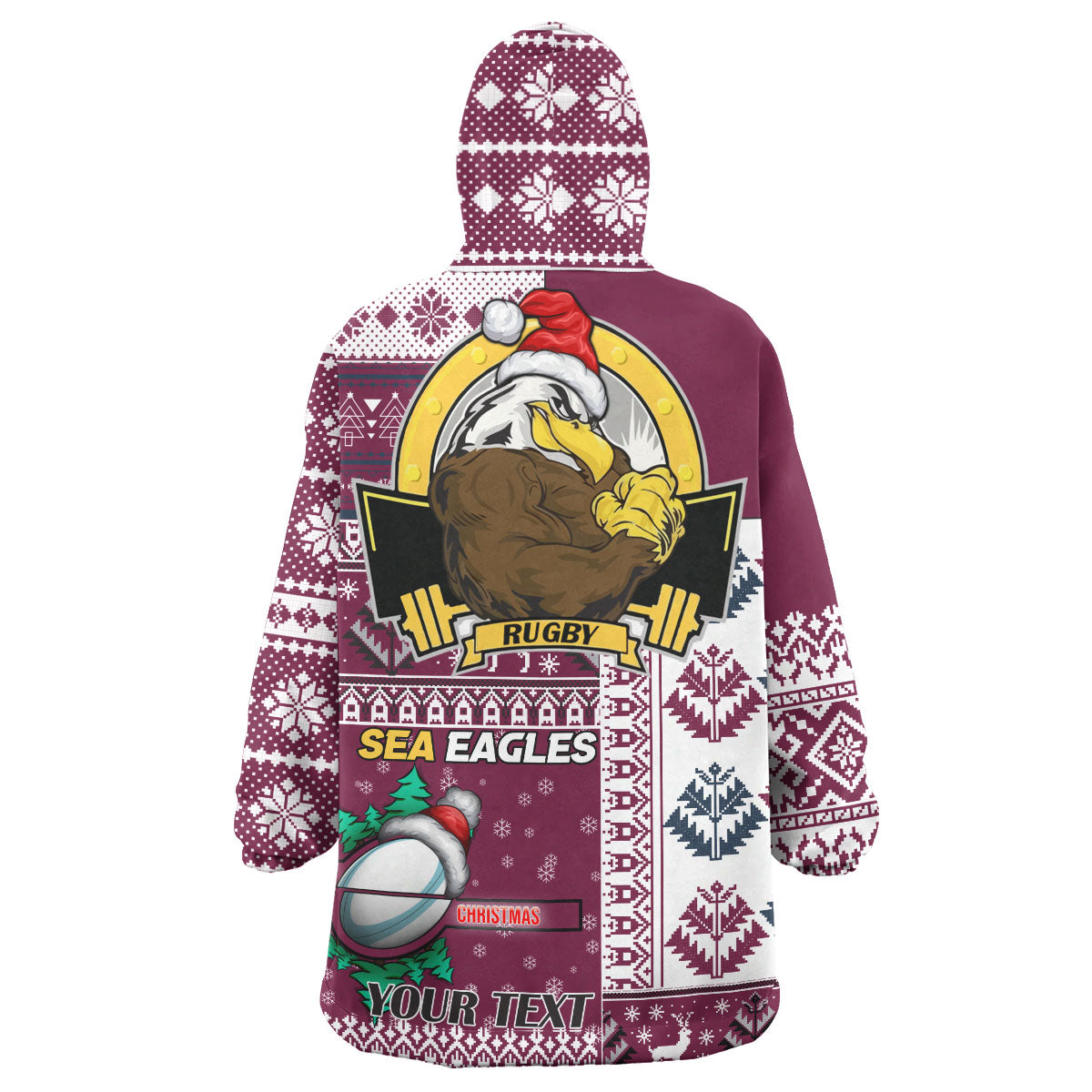sea-eagles-rugby-snug-hoodie-custom-christmas-snowflakes-sea-eagles-mascot-wearable-blanket-hoodie