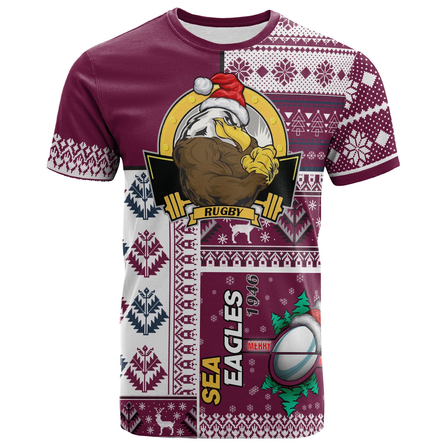 sea-eagles-rugby-t-shirt-custom-christmas-snowflakes-sea-eagles-mascot-t-shirt
