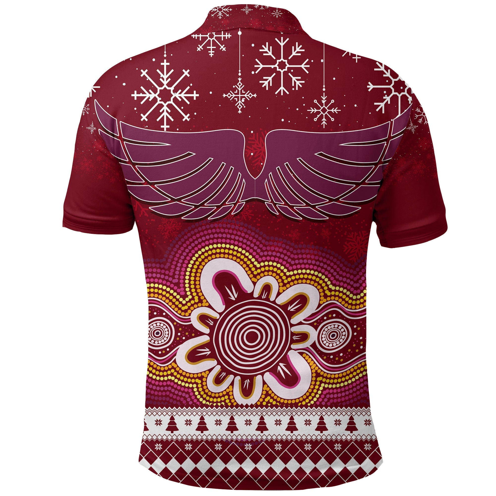 manly-sea-eagle-aboriginal-christmas-red-wings-polo-shirt