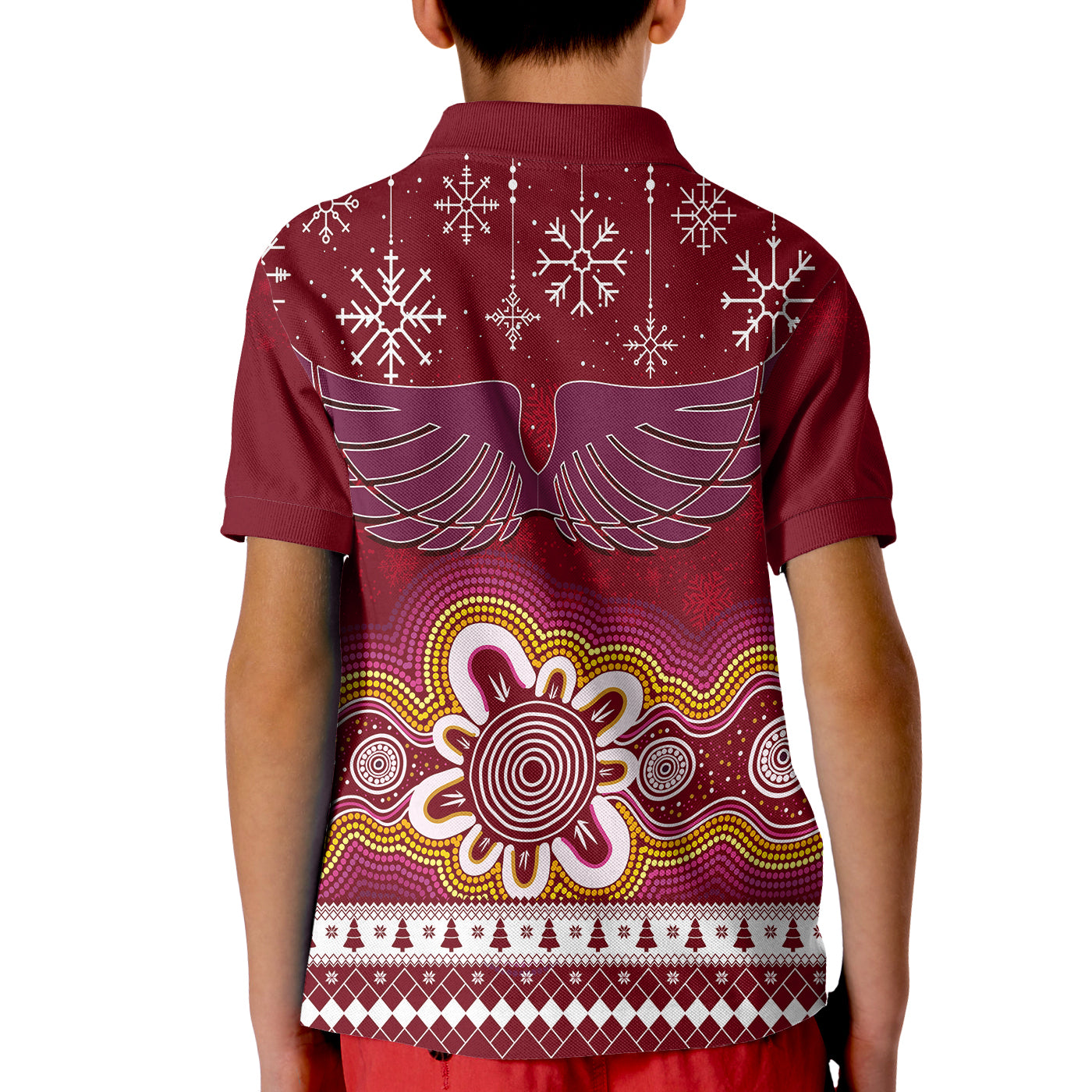 manly-sea-eagle-aboriginal-christmas-red-wings-kid-polo-shirt