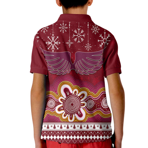 manly-sea-eagle-aboriginal-christmas-red-wings-kid-polo-shirt