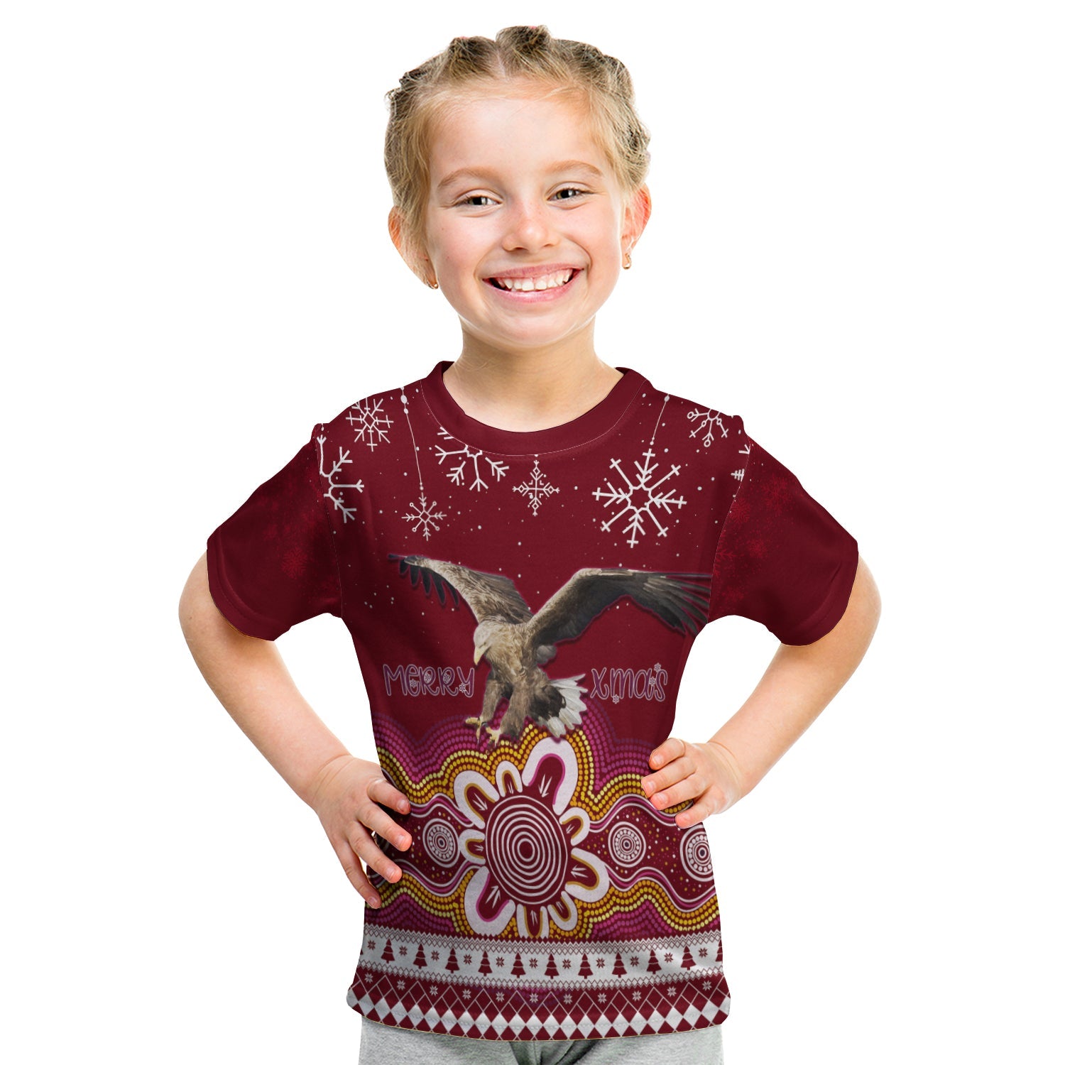 manly-sea-eagle-aboriginal-christmas-red-wings-kid-t-shirt