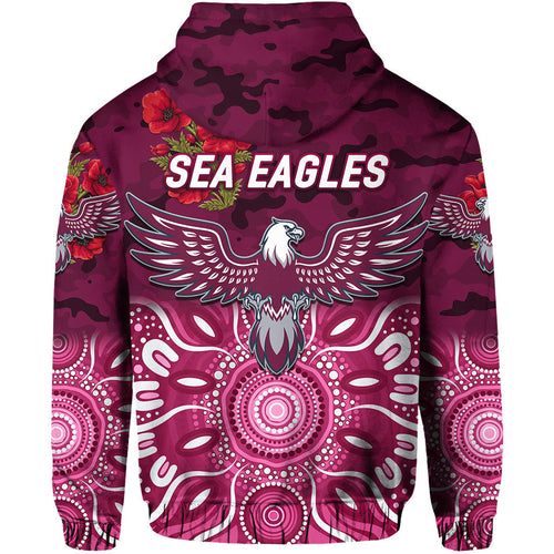 Manly Warringah Sea Eagles ANZAC 2022 Hoodie/ Zip Hoodie Indigenous Vibes LT8