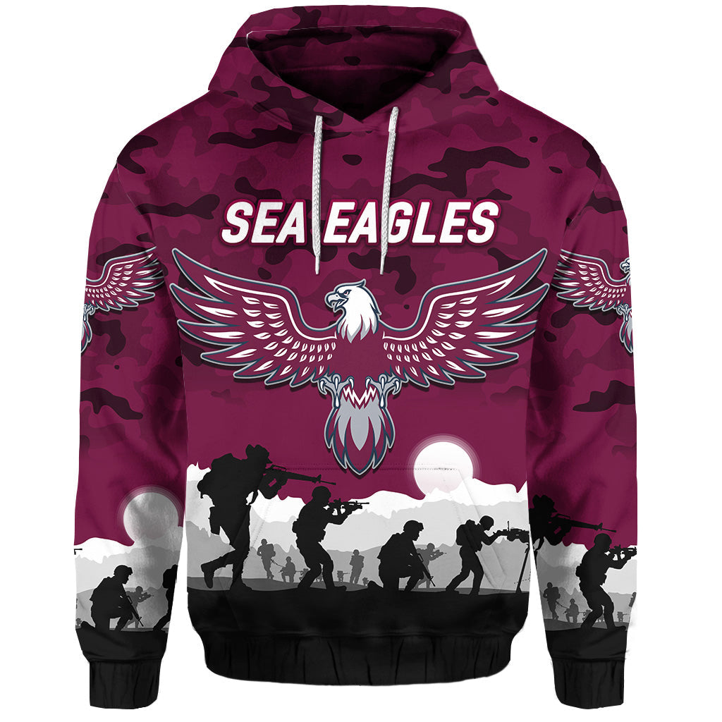 (Custom Personalised) Manly Warringah Sea Eagles ANZAC 2022 Hoodie/ Zip Hoodie Simple Style LT8