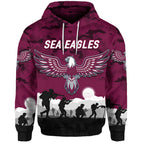 (Custom Personalised) Manly Warringah Sea Eagles ANZAC 2022 Hoodie/ Zip Hoodie Simple Style LT8