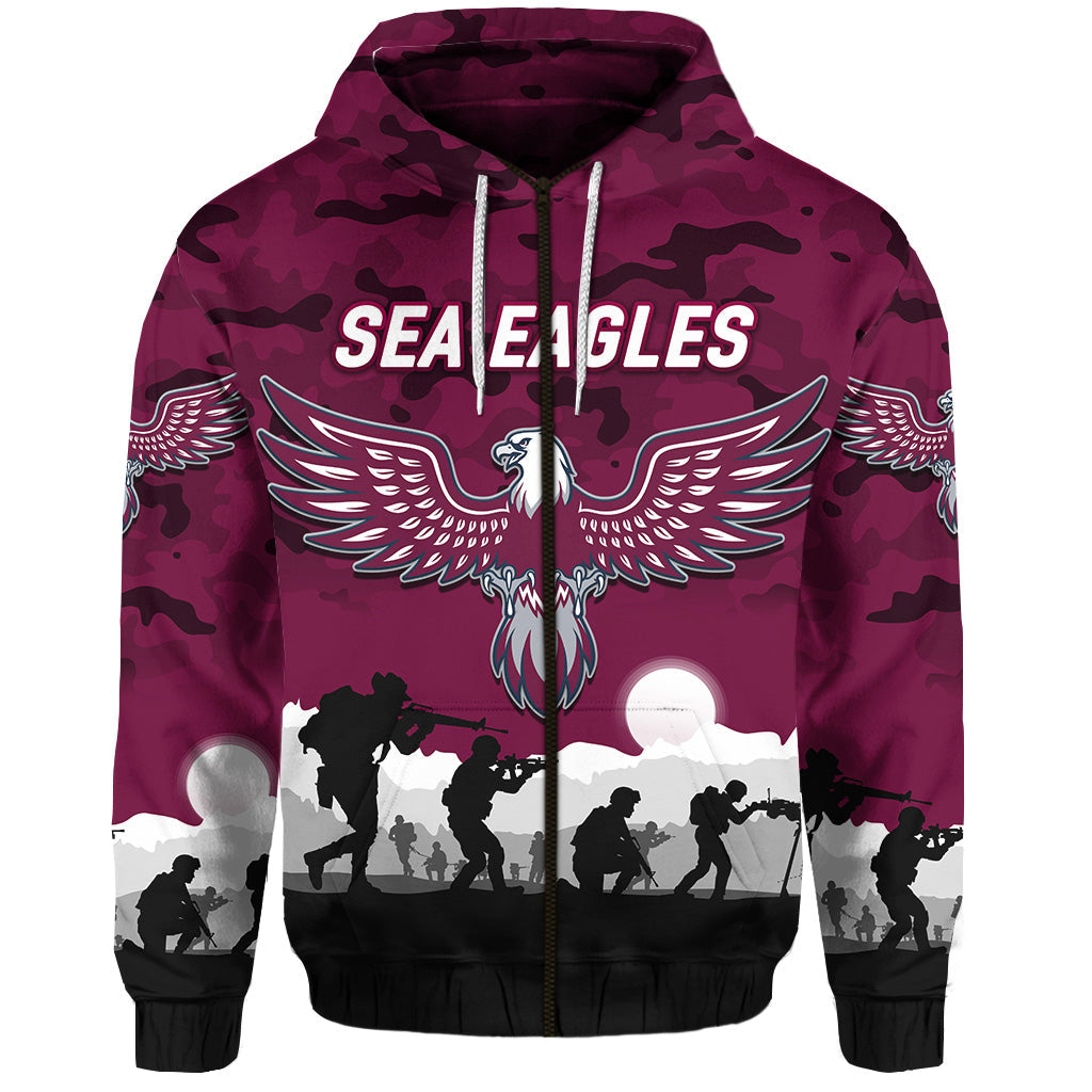 (Custom Personalised) Manly Warringah Sea Eagles ANZAC 2022 Hoodie/ Zip Hoodie Simple Style LT8