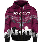 (Custom Personalised) Manly Warringah Sea Eagles ANZAC 2022 Hoodie/ Zip Hoodie Simple Style LT8