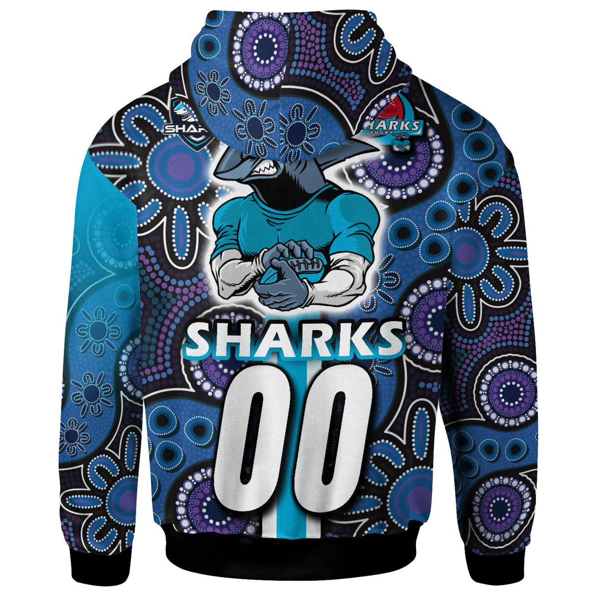 sharks-rugby-hoodie-custom-sharks-rugby-ball-aboriginal-indigenous-sport-style-hoodie