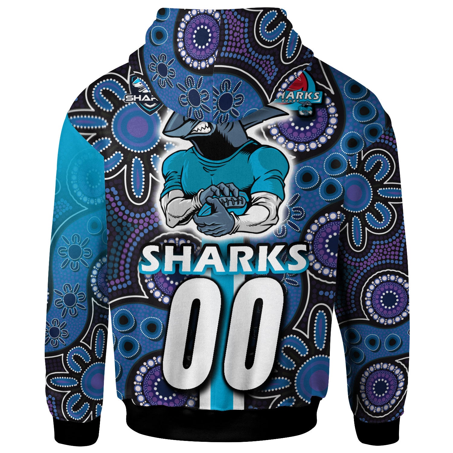 sharks-rugby-hoodie-custom-sharks-rugby-ball-aboriginal-indigenous-sport-style-hoodie