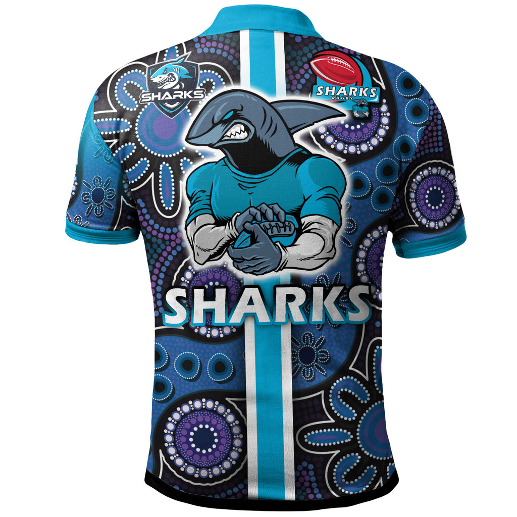 sharks-rugby-polo-shirt-custom-sharks-rugby-ball-aboriginal-indigenous-sport-style-polo-shirt