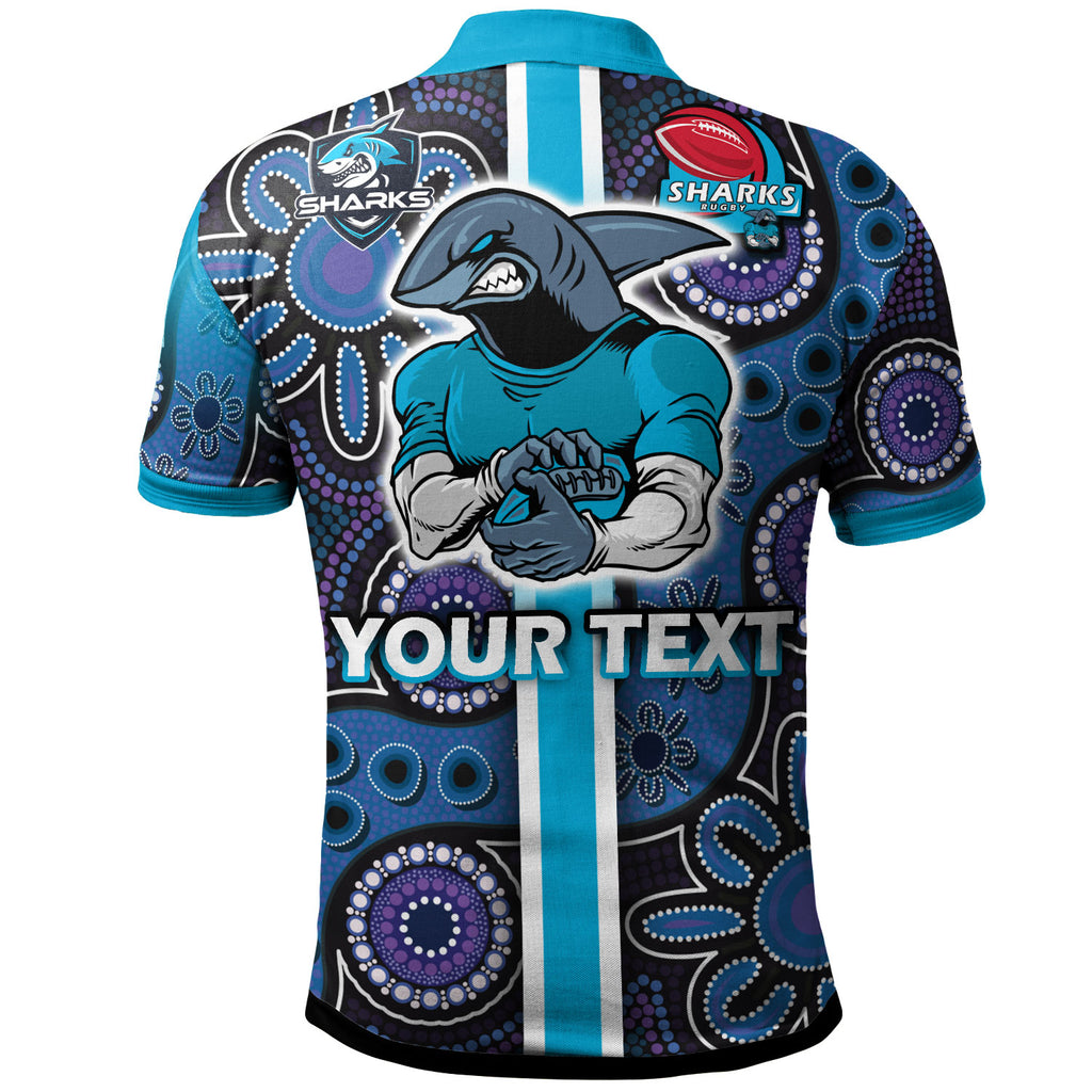 sharks-rugby-polo-shirt-custom-sharks-rugby-ball-aboriginal-indigenous-sport-style-polo-shirt