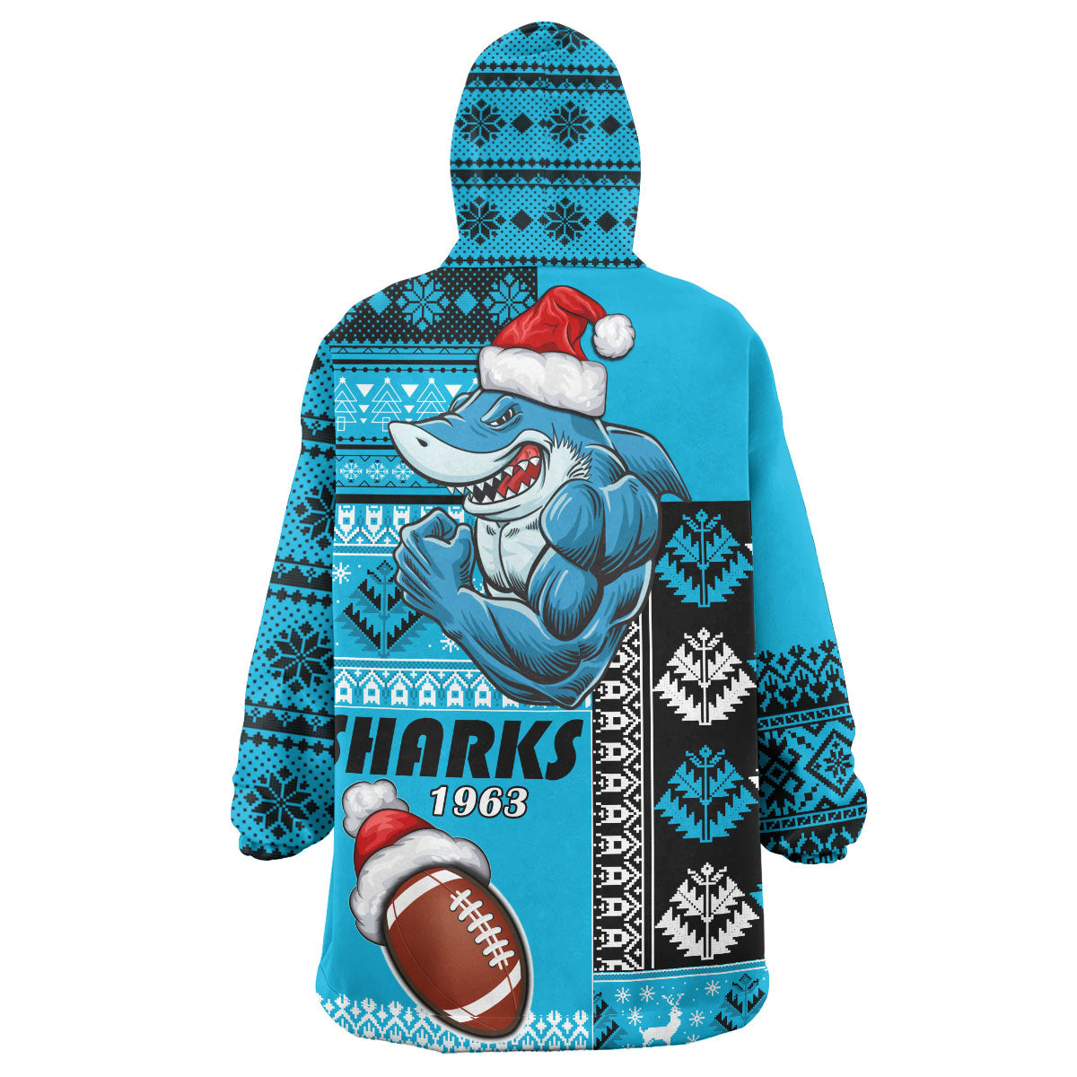 sharks-rugby-snug-hoodie-custom-christmas-snowflakes-sharks-mascot-wearable-blanket-hoodie