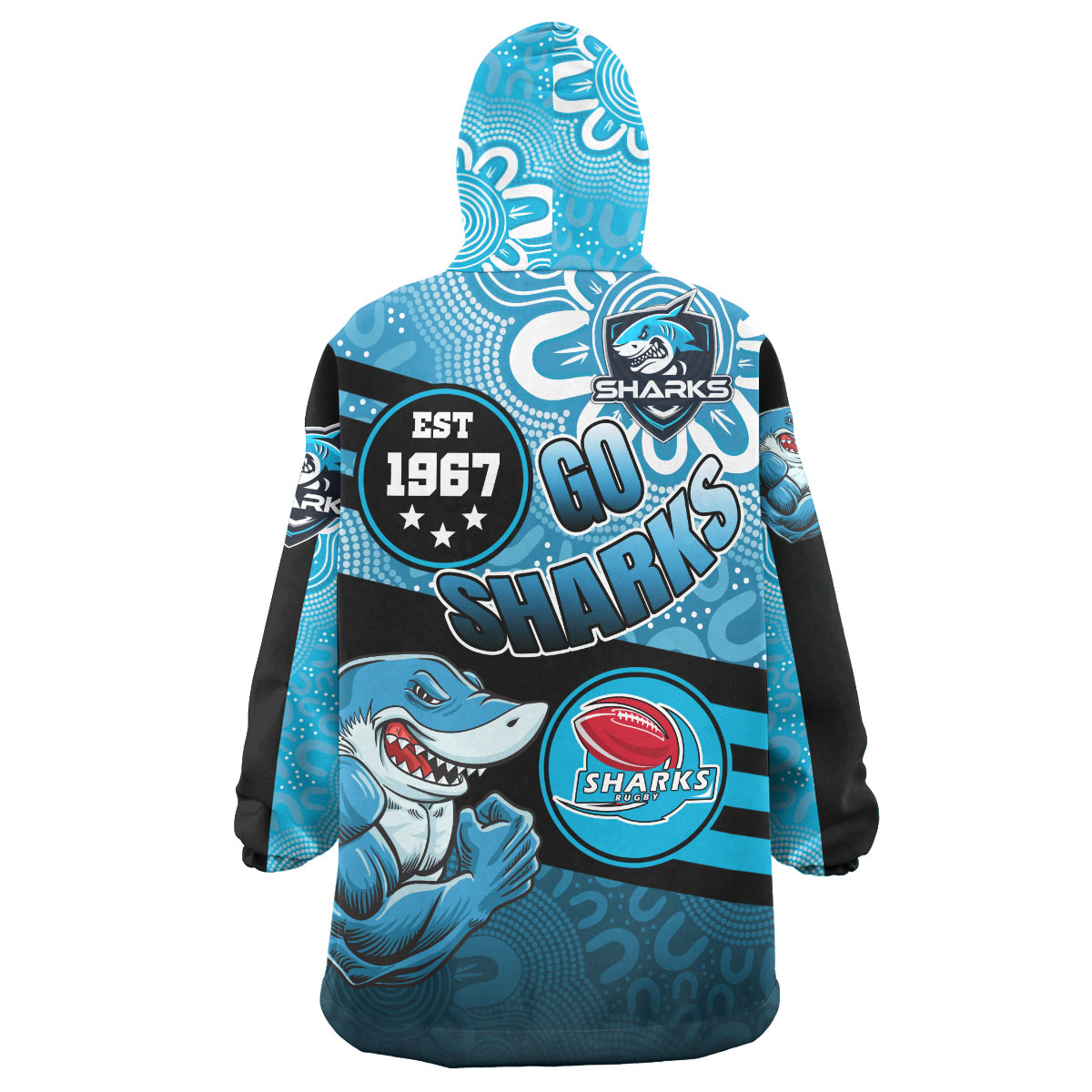 sharks-rugby-snug-hoodie-custom-rugby-ball-go-sharks-aboriginal-patterns-oodie-blanket