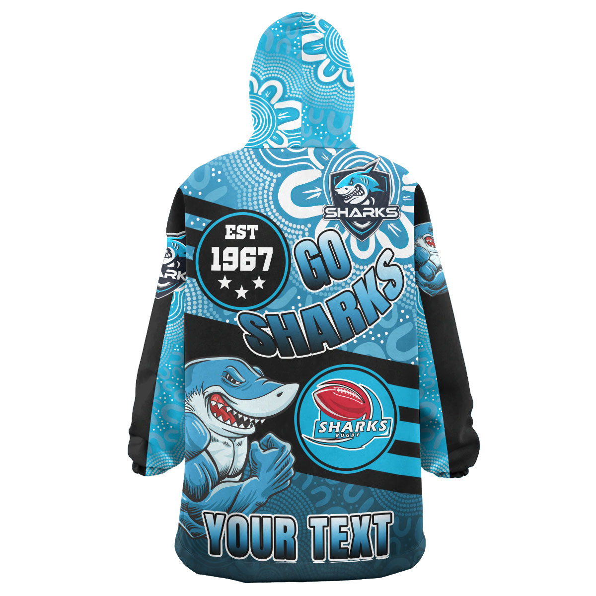 sharks-rugby-snug-hoodie-custom-rugby-ball-go-sharks-aboriginal-patterns-oodie-blanket