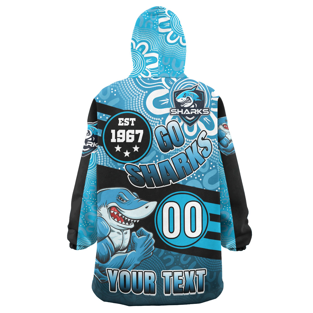 sharks-rugby-snug-hoodie-custom-rugby-ball-go-sharks-aboriginal-patterns-oodie-blanket