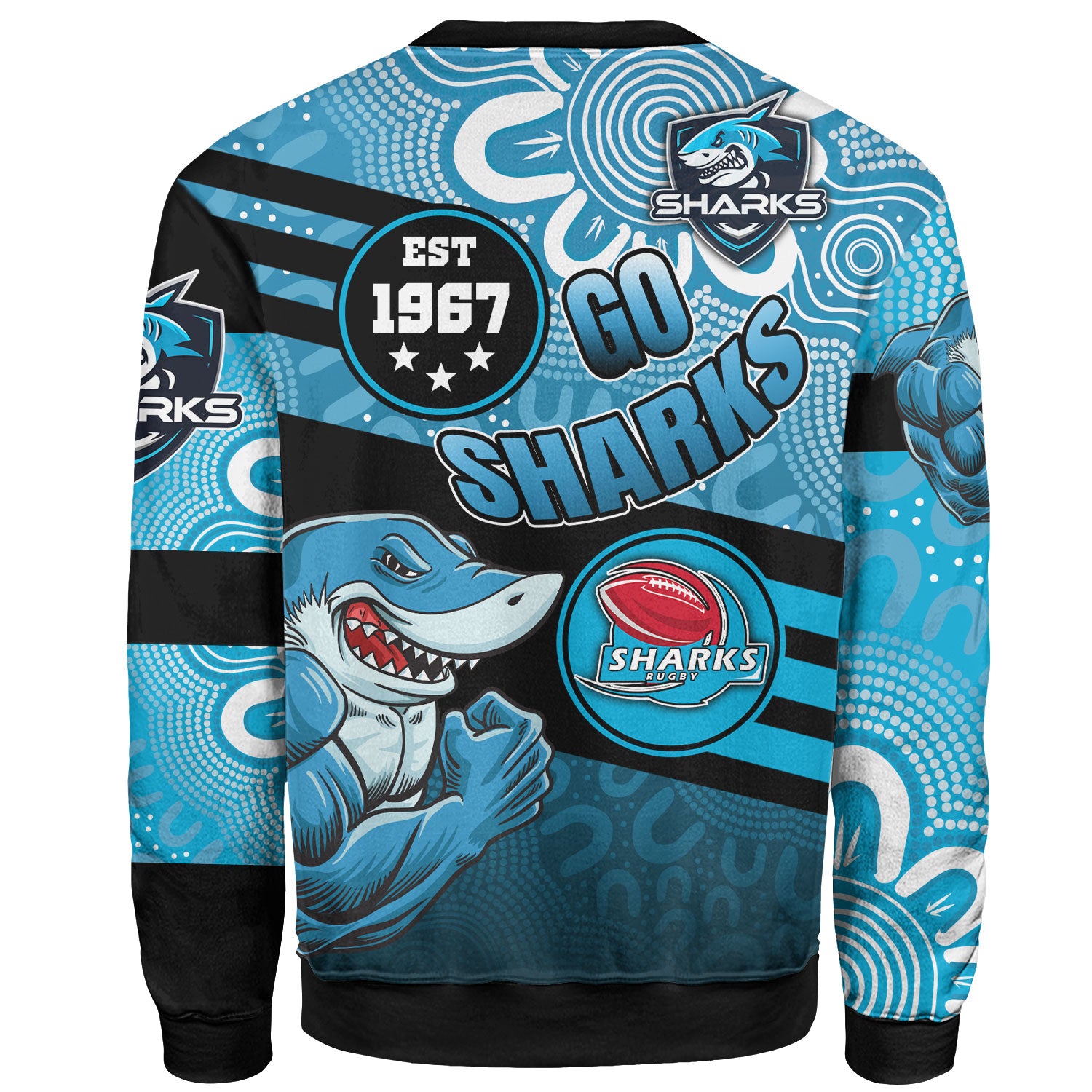 sharks-rugby-sweatshirt-custom-sharks-rugby-ball-aboriginal-indigenous-sport-style-sweatshirt