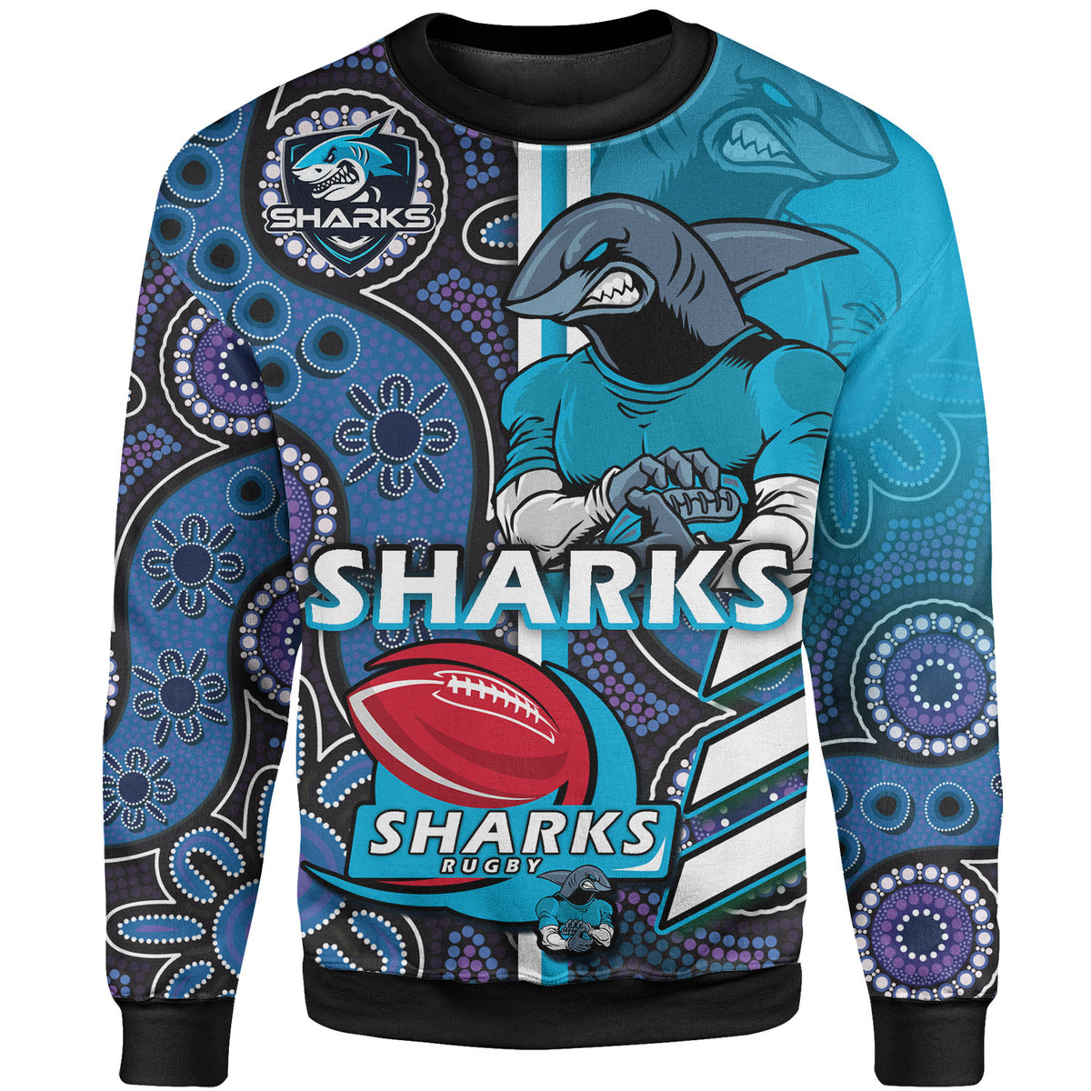 sharks-rugby-sweatshirt-custom-sharks-rugby-ball-aboriginal-indigenous-sport-style-sweatshirt