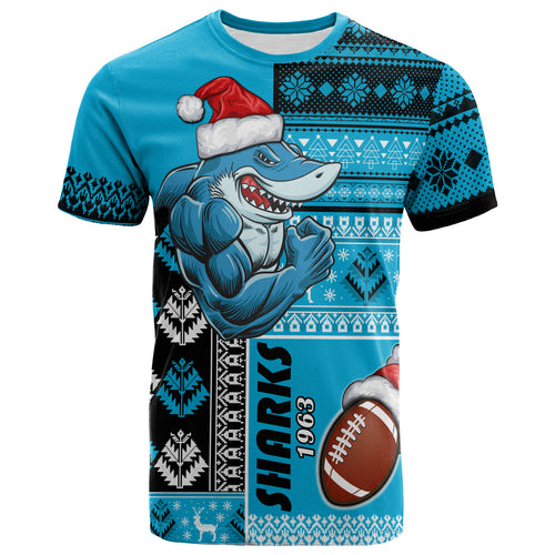sharks-rugby-t-shirt-custom-christmas-snowflakes-sharks-mascot-t-shirt
