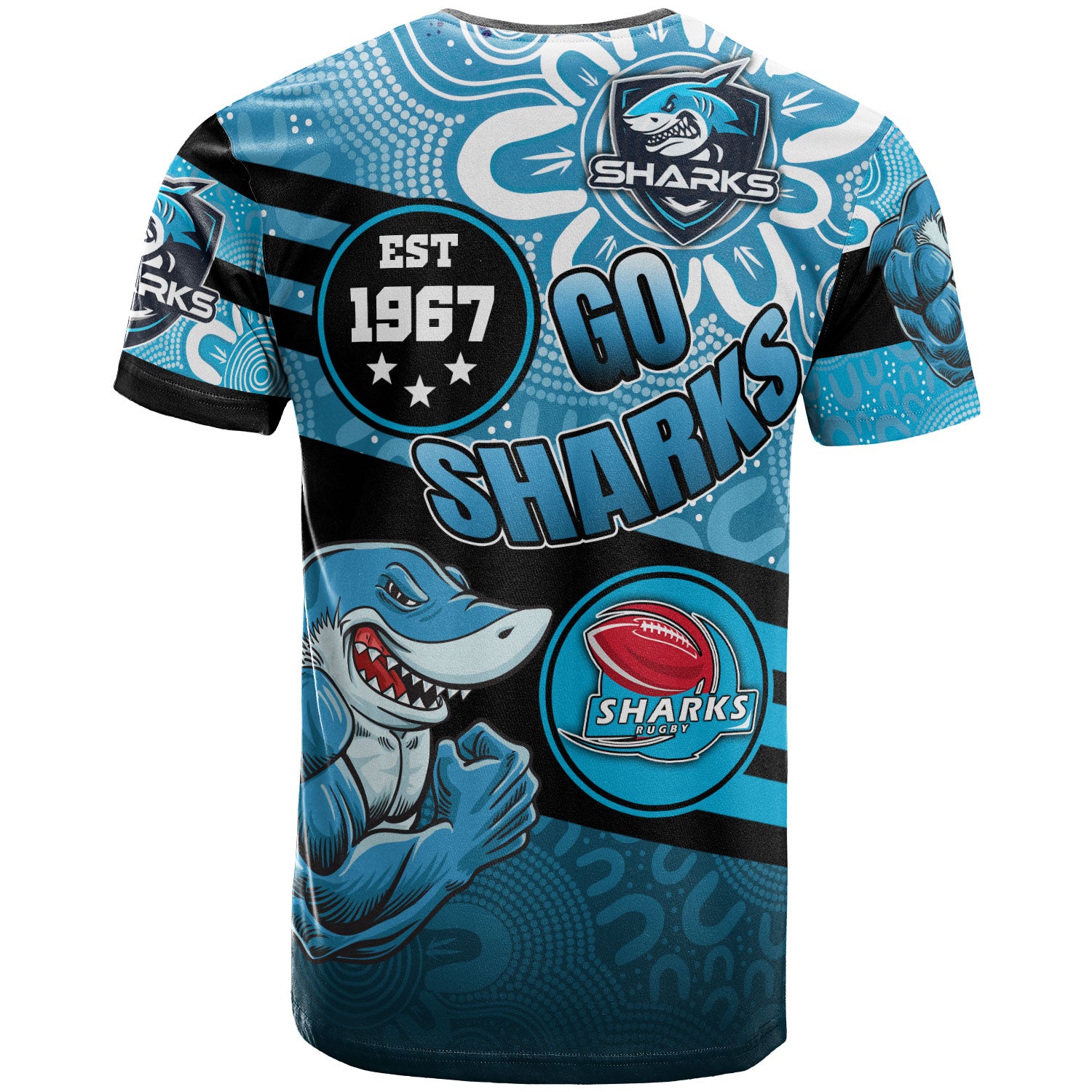 sharks-rugby-t-shirt-custom-rugby-ball-go-sharks-aboriginal-patterns-t-shirt