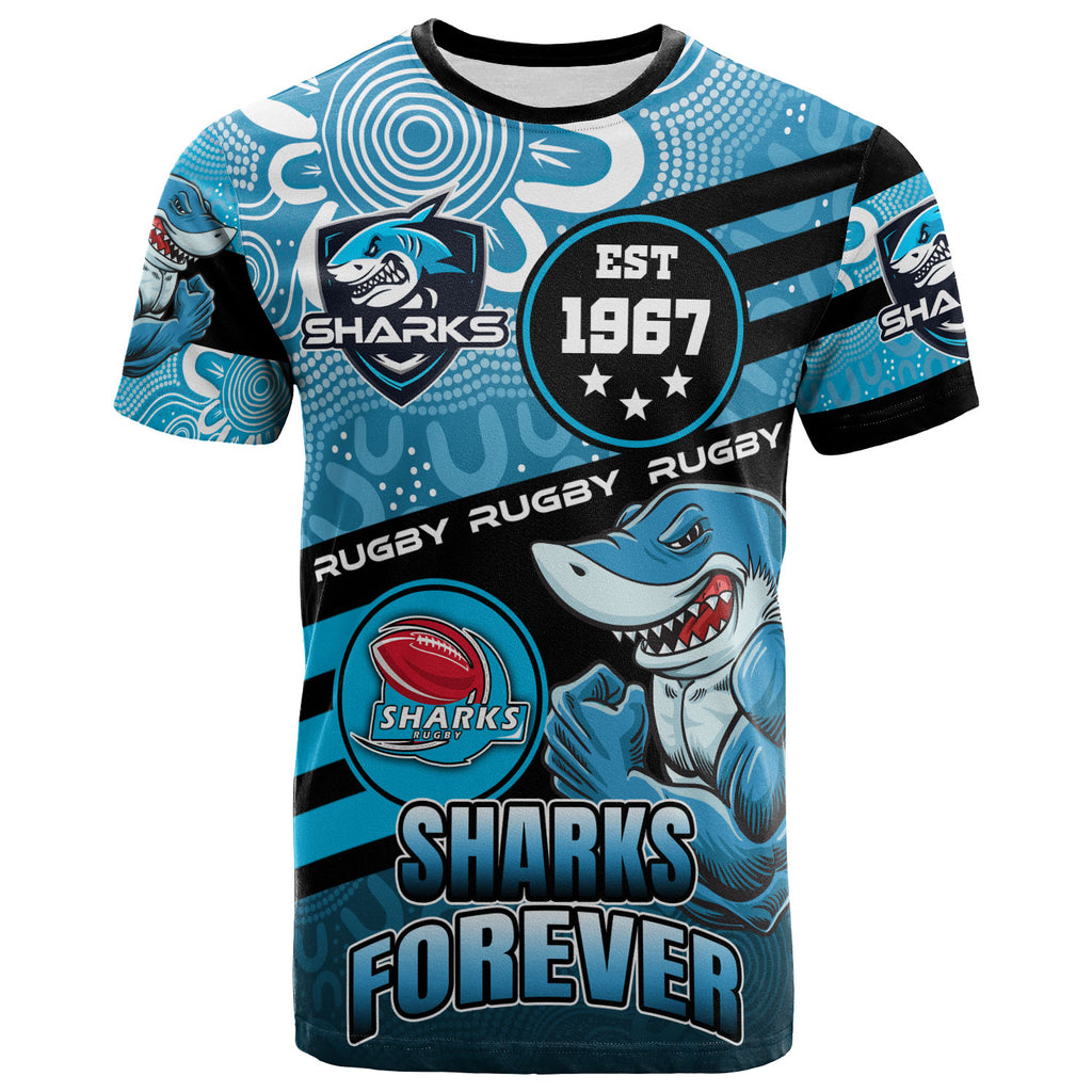 sharks-rugby-t-shirt-custom-rugby-ball-go-sharks-aboriginal-patterns-t-shirt