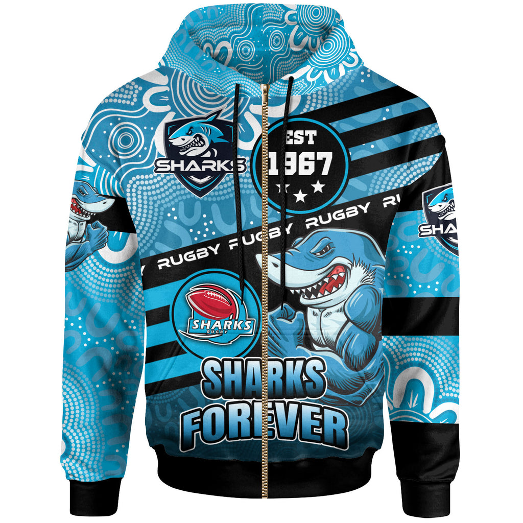 sharks-rugby-hoodie-custom-rugby-ball-go-sharks-aboriginal-patterns-hoodie