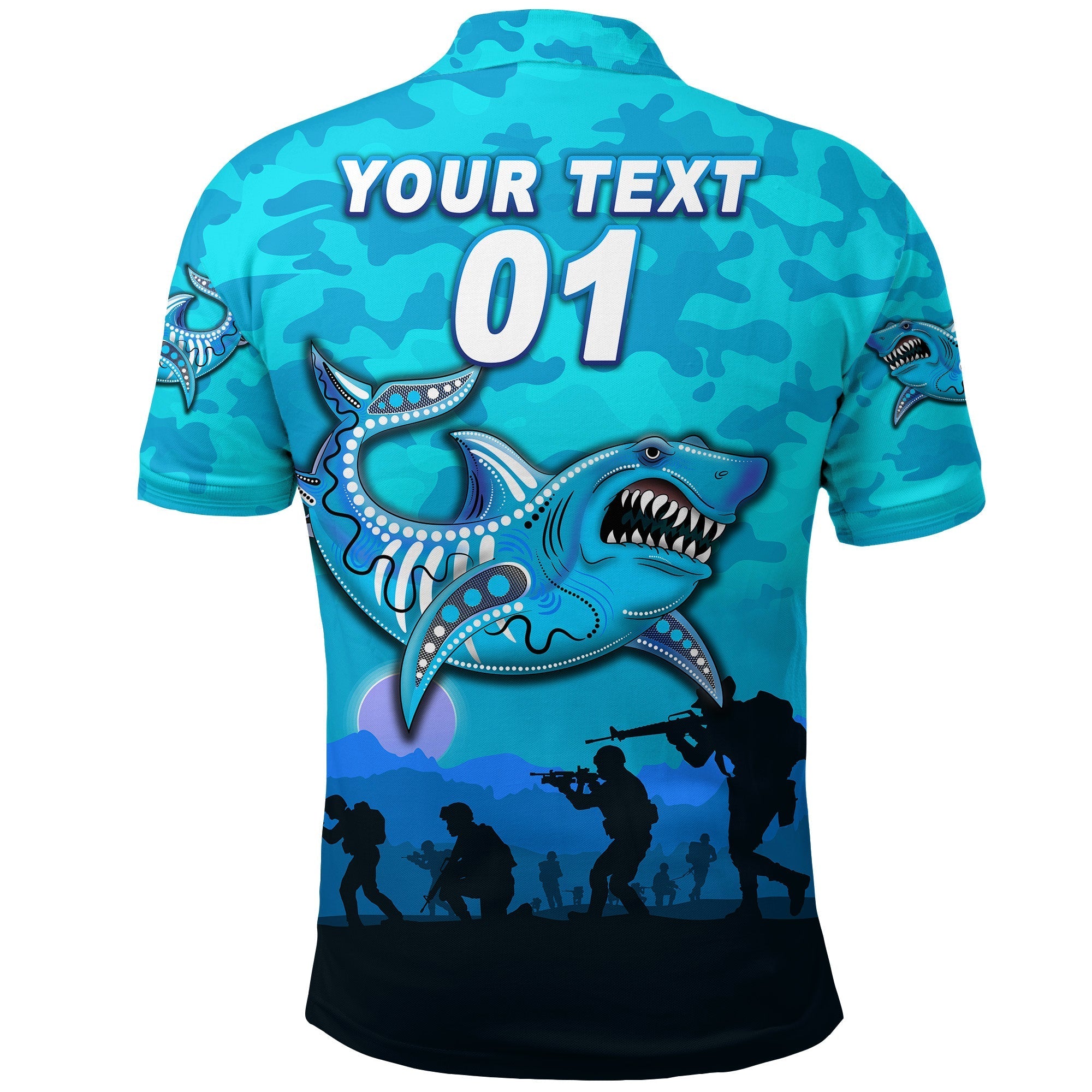custom-personalised-cronulla-sutherland-sharks-anzac-2022-polo-shirt-simple-style-blue