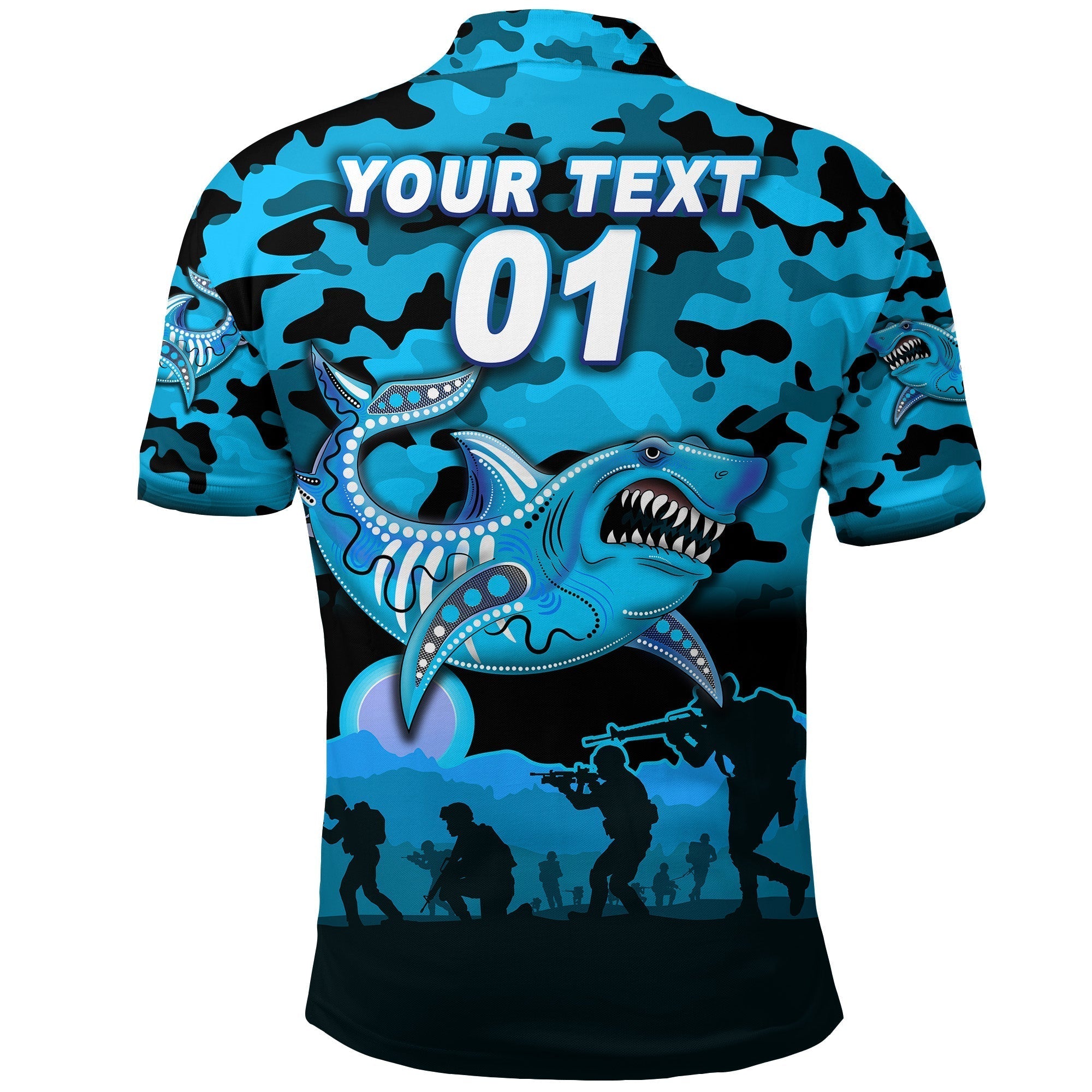 custom-personalised-sharks-anzac-polo-shirt-simple-style-black