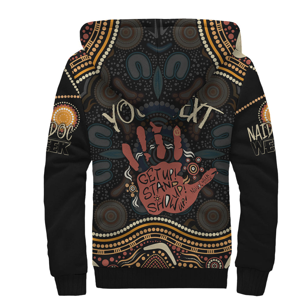 personalised-naidoc-week-2022-sherpa-hoodie-aboriginal-art-hand-stencils