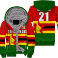 (Custom Personalised) The Chevrons Cricket Mix Zimbabwe Flag and Indigenous Pattern Sherpa Hoodie LT9