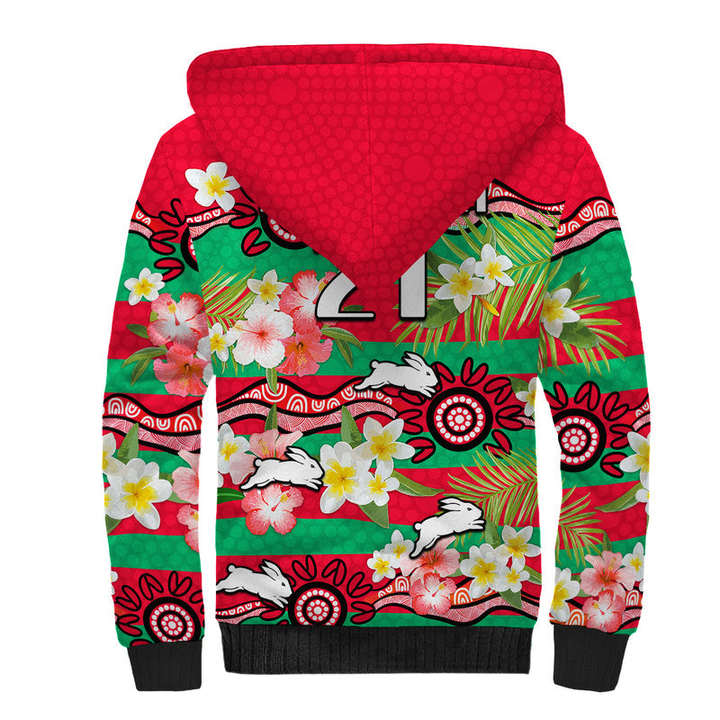 custom-personalised-rabbitohs-rugby-sherpa-hoodie-tropical-flowers-and-palm-hawaiian-style