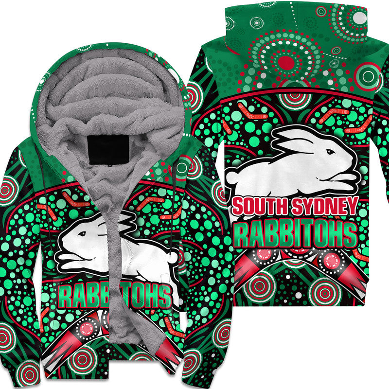 south-sydney-indigenous-rabbitohs-dot-art-style-sherpa-hoodie