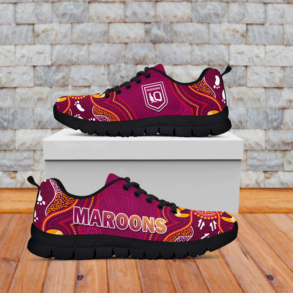 maroons-rugby-sneakers-queensland-kangaroo-aboriginal-dot-paintings
